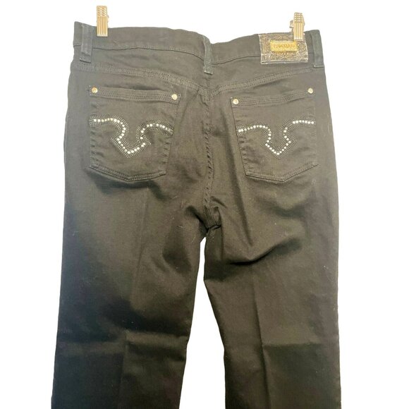 Y2K Ladies Lawman Western Jeans Bootcut Black Denim Embroidered Bling 13 - Picture 5 of 6